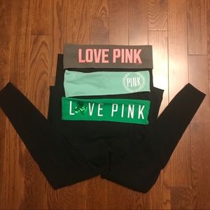 3 pair VS PINK yoga leggings. Size small.